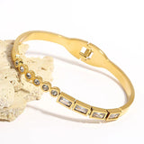 Green Zircon Charm Bracelet for Women Stainless Steel Plated