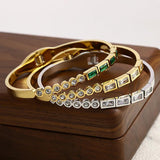 Green Zircon Charm Bracelet for Women Stainless Steel Plated