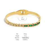 Green Zircon Charm Bracelet for Women Stainless Steel Plated