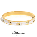 Enamel Evil Eye Stainless Steel Bangles for Women Plated Charm Bracelet