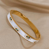 Enamel Evil Eye Stainless Steel Bangles for Women Plated Charm Bracelet
