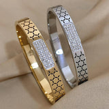Zircon Inlaid Stainless Steel Bangle for Women