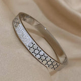 Zircon Inlaid Stainless Steel Bangle for Women