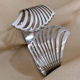 Thick Hollow Shell Shape Wide Stainless Steel Bangles Bracelets for Women