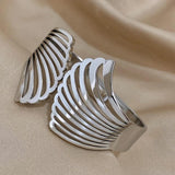 Thick Hollow Shell Shape Wide Stainless Steel Bangles Bracelets for Women