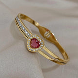 Women's Stainless Steel Love Bracelet Heart Cuff Wristband