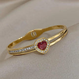 Women's Stainless Steel Love Bracelet Heart Cuff Wristband