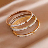 Stainless Steel V Charm Bracelet with Crystals for Women