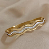 Rhinestone Wave Bracelet Bangle for Women