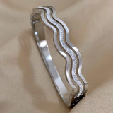 Rhinestone Wave Bracelet Bangle for Women