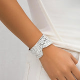 Bumpy Wide Metal Cuff Bracelet for Women Charm Bangle