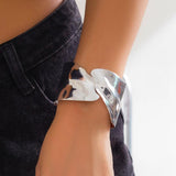 Wide Metal Open Cuff Bracelet for Women Charms Bangle Accessory