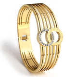 Crystal Zircon Heart Star Circle Bangle Bracelet - Women's Charm Jewelry