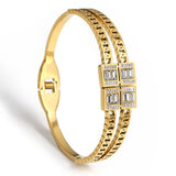 Crystal Zircon Heart Star Circle Bangle Bracelet - Women's Charm Jewelry