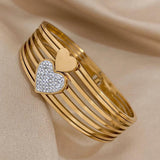 Love Charm Heart Bracelet Rhinestone Wristband Jewelry Gift