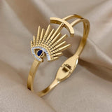 Evil Eyes Bracelet Stainless Steel Cuff Bangle Lucky Eye Bracelets