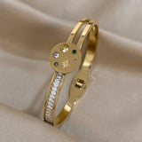Colored Zircon Crystal Stainless Steel Bangles Bracelets for Women