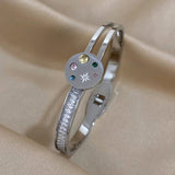 Colored Zircon Crystal Stainless Steel Bangles Bracelets for Women