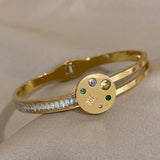 Colored Zircon Crystal Stainless Steel Bangles Bracelets for Women
