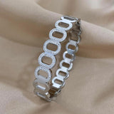 Rhinestone Oval Steel Bangles Bracelets for Women