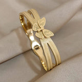 Vintage Stainless Steel Butterfly Bangles Bracelets for Women
