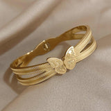 Vintage Stainless Steel Butterfly Bangles Bracelets for Women