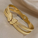 Vintage Stainless Steel Butterfly Bangles Bracelets for Women