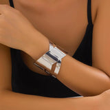Wide Hollow Cross Metal Cuff Bracelet for Women