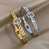Crystal Zircon Stainless Steel Bangles Bracelets For Women