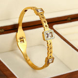 Crystal Zircon Stainless Steel Bangles Bracelets For Women