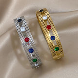 Heart Evil Eye Zircon Stainless Steel Bangles Bracelets for Women