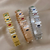 Heart Evil Eye Zircon Stainless Steel Bangles Bracelets for Women