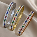 Heart Evil Eye Zircon Stainless Steel Bangles Bracelets for Women