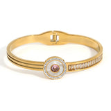 Zircon Heart Stainless Steel Bangle Bracelet Women Golden Jewelry