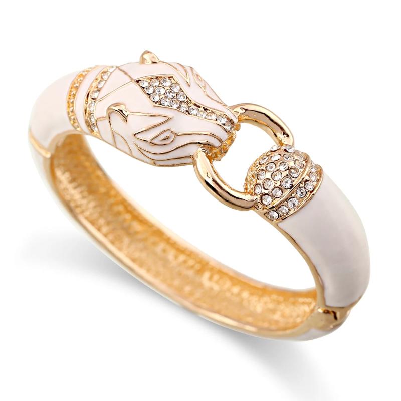 Leopard Opened Bangle Statement Chunky Bracelet Enameled Jewelry