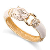 Leopard Opened Bangle Statement Chunky Bracelet Enameled Jewelry