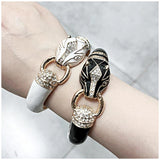 Leopard Opened Bangle Statement Chunky Bracelet Enameled Jewelry