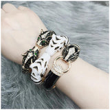Leopard Opened Bangle Statement Chunky Bracelet Enameled Jewelry