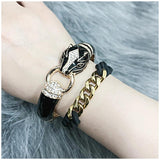 Leopard Opened Bangle Statement Chunky Bracelet Enameled Jewelry