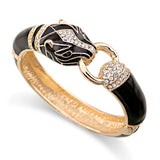 Leopard Opened Bangle Statement Chunky Bracelet Enameled Jewelry