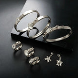 DIY Charm Bangle Bracelet Roman Numeral Pendant Women Jewelry