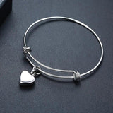 Heart Urn Bangle for Ashes Stainless Steel Bracelet with Funnel Kit