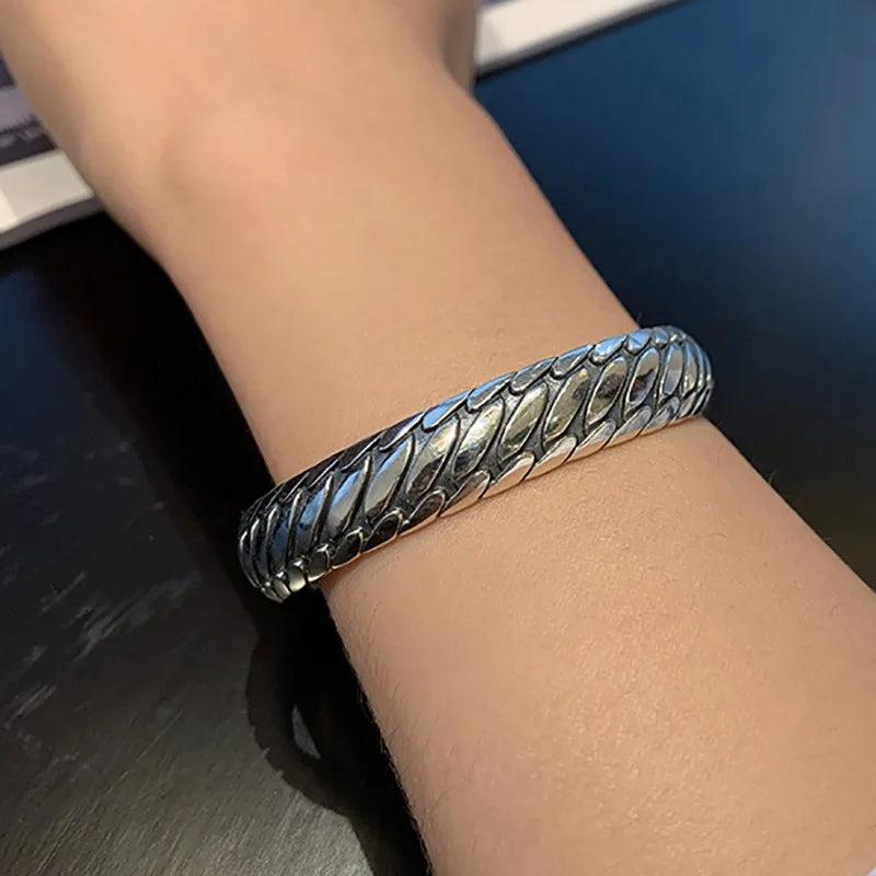 Foxanry Silver Punk Bracelet Thai Silver Jewelry Vintage Party Accessories