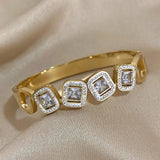 Zircon Cube Stainless Steel Bangle Bracelet For Women