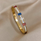 Colorful CZ Stainless Steel Bangle Bracelet for Women