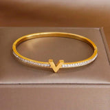 Stainless Steel Charm Bracelet for Women Crystal Shell Wrist Jewelry Gift