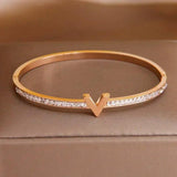 Stainless Steel Charm Bracelet for Women Crystal Shell Wrist Jewelry Gift