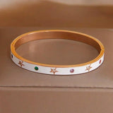 Stainless Steel Charm Bracelet for Women Crystal Shell Wrist Jewelry Gift