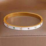 Stainless Steel Charm Bracelet for Women Crystal Shell Wrist Jewelry Gift