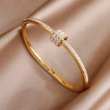 Stainless Steel Crystal Charm Bracelet for Women